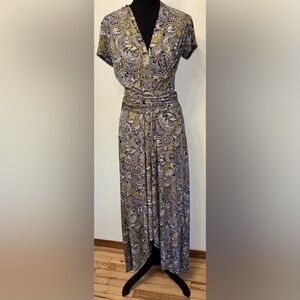 Michael by Michael Kors Ashbury Black & Yellow Paisley Hi-Low Maxi Dress size SM